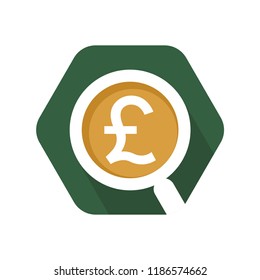 hexagon shape icon with the pound sterling currency trading analysis concept
