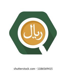 hexagon shape icon with the Saudi riyal trading analysis concept