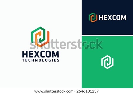 Hexagon Shape with Initial Letter H in Symmetrical Rotation Lines Modern Simple Minimalist Logo Design