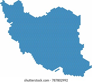 Hexagon shape Iran map on white background. Vector illustration.