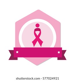 hexagon shape with label pink with symbol breast cancer