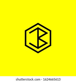 hexagon shape letter B flat and clean icon, logo design- vector