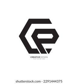 Hexagon shape letter C P modern unique monogram flat logo