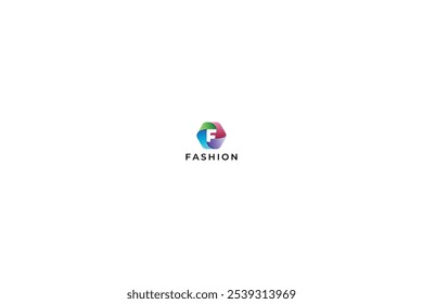 Hexagon shape letter f creative shape design logo