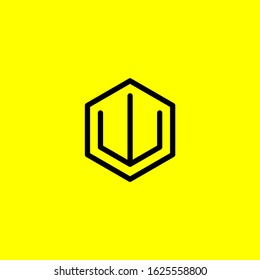 hexagon shape letter W flat and clean icon, logo design- vector
