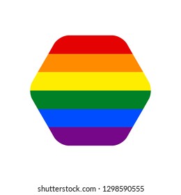 Hexagon shape LGBT rainbow pride flag symbol. The sign created for popularizing and support the LGBT community in social media. Design graphic element is saved as a vector illustration in EPS file