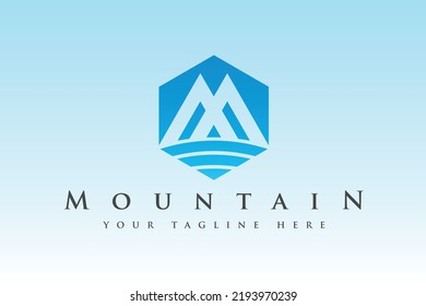 hexagonale Liniengestaltung Modernes Design m-Buchstaben-Logo-Vorlage mit blauem und grünem Farbverlauf 