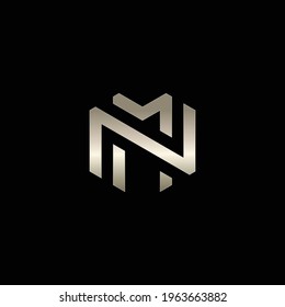 Hexagon shape logo with letters MN or NM