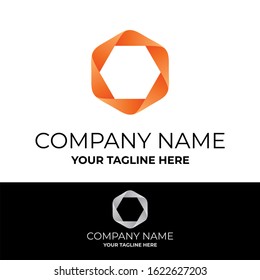 hexagon shape logo template for company and business