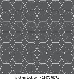 Hexagon shape outline in gray background - seamless pattern.