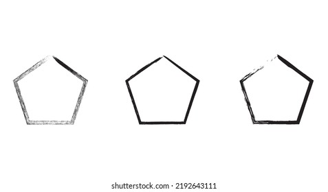 hexagon shape paint stroke grunge vector design illustration isolated on white background 