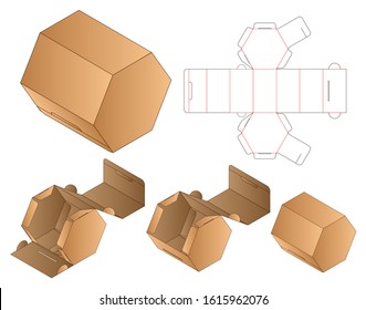 hexagon shape Paper Bag packaging diecut template