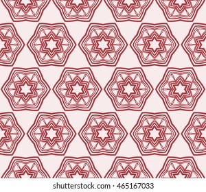 hexagon shape pattern. Series mirror transformation of hexagon shapes. Vector illustration. For the interior design, printing, textile industry. Pink color