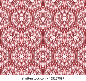 hexagon shape pattern. Series mirror transformation of hexagon shapes. Vector illustration. For the interior design, printing, textile industry. Pink color