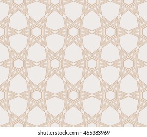 hexagon shape pattern. Series mirror transformation of hexagon shapes. Vector illustration. For the interior design, printing, textile industry. Beige color