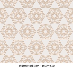 hexagon shape pattern. Series mirror transformation of hexagon shapes. Vector illustration. For the interior design, printing, textile industry. Beige color