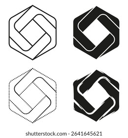 Hexagon shape rotation. Abstract vector form. Circle central element. Modern dynamic structure.