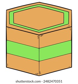 hexagon shape sorter piece illustration hand drawn isolated vector