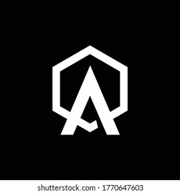 Hexagon shape and technology concept for Initial Letter A logo design inspiration