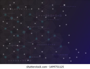 Hexagon shape vector and blue color background 