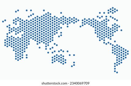 Hexagon-förmige Weltkarte auf weißem Hintergrund. Vektorgrafik.