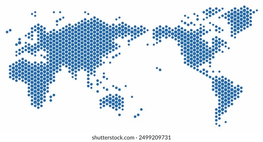 Hexagon shape world map on white background. Vector illustration.