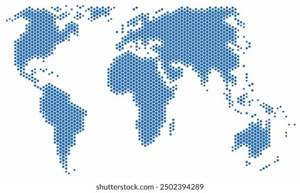 Mapa del mundo de forma hexagonal sobre fondo blanco. Ilustración vectorial.