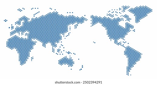 Mapa del mundo de forma hexagonal sobre fondo blanco. Ilustración vectorial.