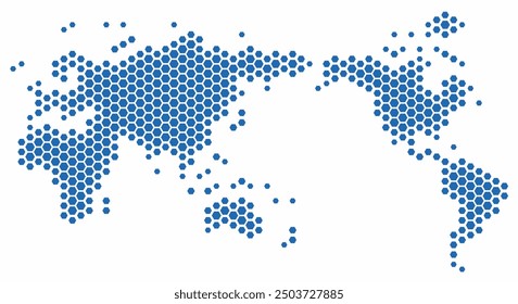 Mapa del mundo de forma hexagonal sobre fondo blanco. Ilustración vectorial.