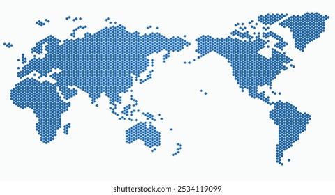 Mapa del mundo de forma hexagonal sobre fondo blanco. Ilustración vectorial.