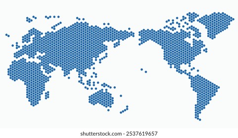 Mapa del mundo de forma hexagonal sobre fondo blanco. Ilustración vectorial.