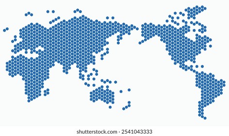 Mapa del mundo de forma hexagonal sobre fondo blanco. Ilustración vectorial.