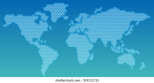 Hexagon shape world map.Abstract background