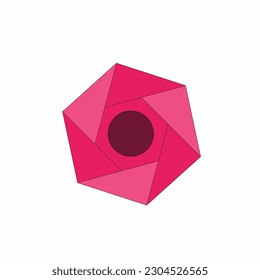 hexagon shaped pink flower vector on white background