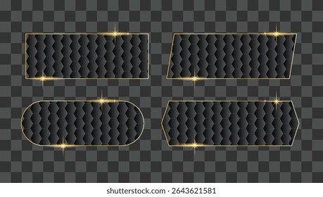 Hexágono Formas Marcos negros con bordes brillantes dorados. Elementos gráficos y conceptos para el Arte vectorial de ilustración industrial