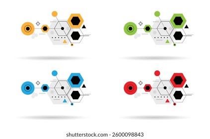 Hexagon Shapes Modern Technology Design Element Different Colors. Graphic design elements and resources vector art