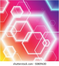 Hexagon Shapes on Colorful Abstract Background Original Illustration