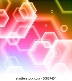 Hexagon Shapes on Colorful Abstract Background Original Illustration