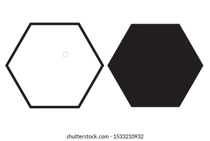 hexagon shapes with outlines and fill colors, fields for logos or symbols, math teaching pictures.