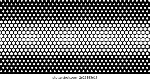 Hexagon Shapes Vector Abstract Geometric Technology Oscillation Wave Isolated on Light Background. Halftone Hex Retro Simple Pattern. Minimal 80s Style Dynamic Tech Wallpaper