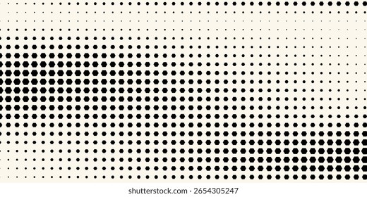 Formas hexagonales Vector Tecnología geométrica Abstractas Retrowave Sci-Fi Textura aislada sobre fondo claro. Patrón simple retro hexagonal de semitono. Minimal 80s Style Fondo de pantalla técnico dinámico
