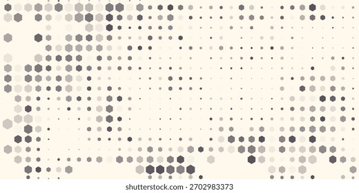 Hexagon Shapes Vector Abstract Geometric Technology Oscillation Wave Isolated on Light Background. Halftone Hex Retro Simple Pattern. 