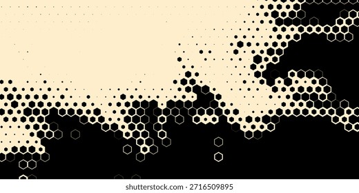 Hexágono Formas Vetor Tecnologia Geométrica Abstrata Retrowave Sci-Fi Textura Isolada no Fundo da Luz. Meio-tom Hex retro padrão simples