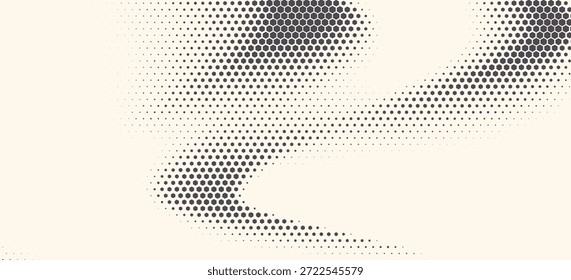 Vetor de forma hexágono Tecnologia geométrica abstrata Onda de oscilação isolada no fundo da luz. Meio-Tom Hex Retro Padrão Simples. Estilo mínimo 80s Dynamic Tech Wallpaper 
