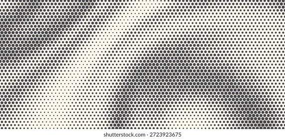 Vetor de forma hexágono Tecnologia geométrica abstrata Onda de oscilação isolada no fundo da luz. Meio-Tom Hex Retro Padrão Simples. Estilo mínimo 80s Dynamic Tech Wallpaper

