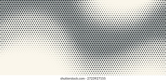 Vetor de forma hexágono Tecnologia geométrica abstrata Onda de oscilação isolada no fundo da luz. Meio-Tom Hex Retro Padrão Simples. Estilo mínimo 80s Dynamic Tech Wallpaper 