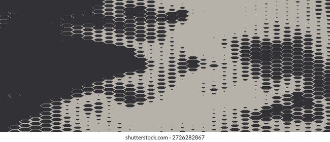 Hexágono Formas Vetor Tecnologia Geométrica Abstrata Retrowave Sci-Fi Textura Isolada no Fundo da Luz. Meio-tom Hex retro padrão simples