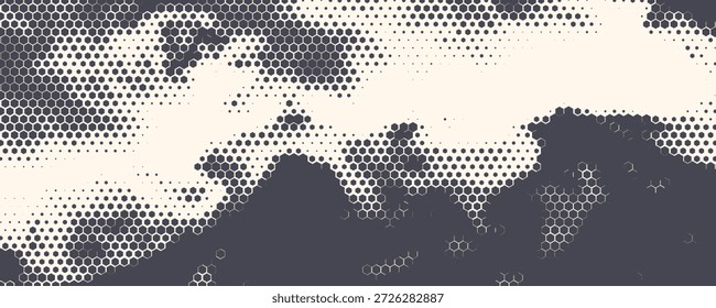 Hexágono Formas Vetor Tecnologia Geométrica Abstrata Retrowave Sci-Fi Textura Isolada no Fundo da Luz. Meio-Tom Hex Retro Padrão Simples. Estilo mínimo 80s Dynamic Tech Wallpaper