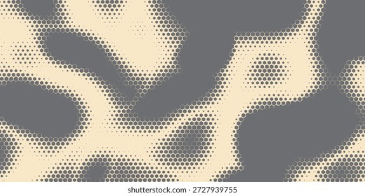 Vetor de forma hexágono Tecnologia geométrica abstrata Onda de oscilação isolada no fundo da luz. Meio-Tom Hex Retro Padrão Simples. Estilo mínimo 80s Dynamic Tech Wallpaper

