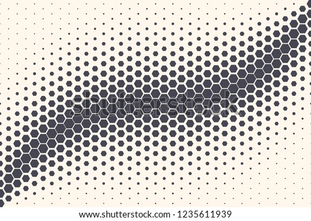 Hexagon Shapes Vector Abstract Geometric Technology Oscillation Wave Isolated on Light Background. Halftone Hex Retro Simple Pattern. Minimal 80s Style Dynamic Tech Wallpaper